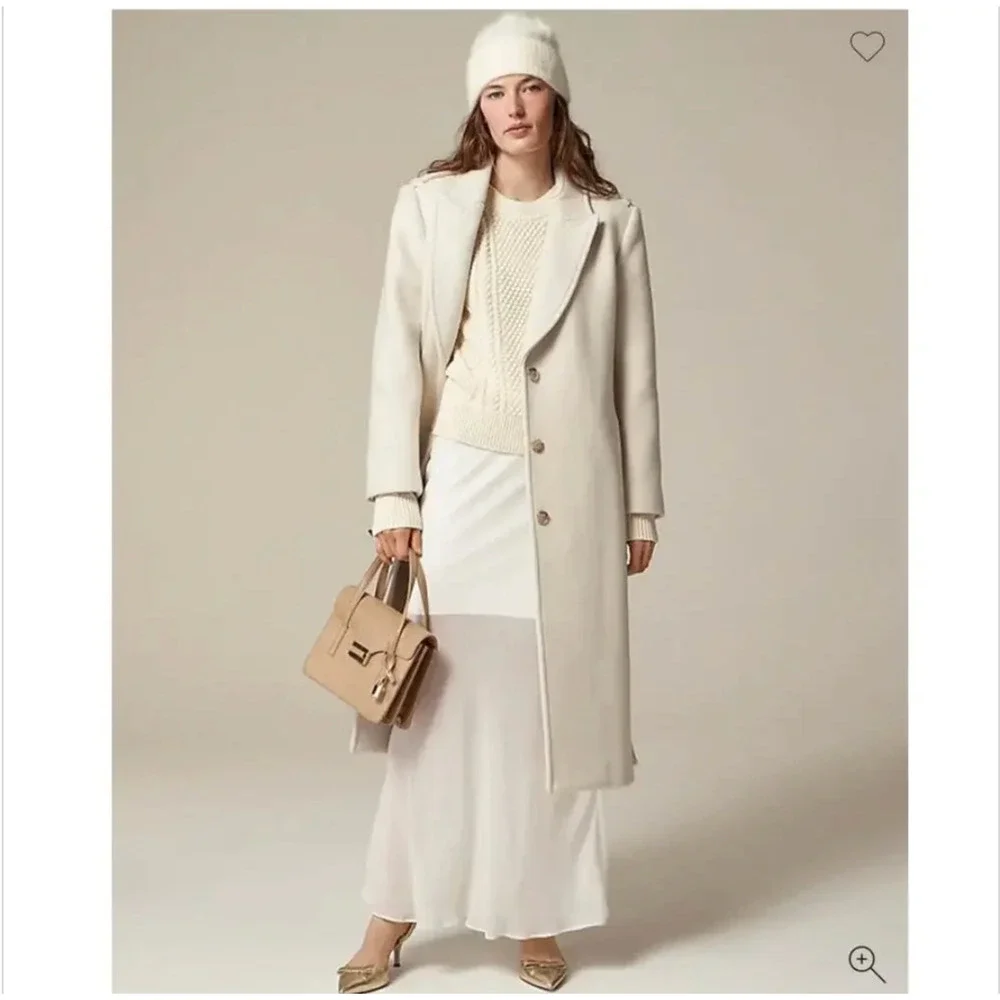 J.CREW Sweater Cream Crew Neck Pullover Cotton Cable Knit Fisherman